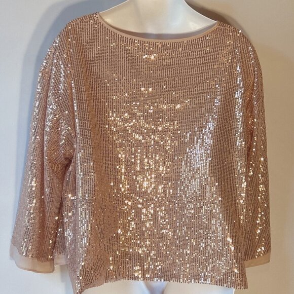 Ott by Lime & Chili SZ L Light Copper Sequin Top Dressy Formal Party Boxy - Picture 4 of 7